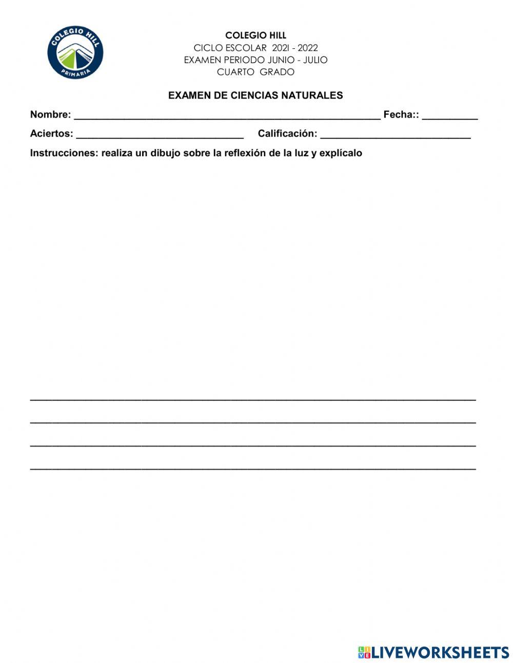 Examen junio-julio ciencias naturales