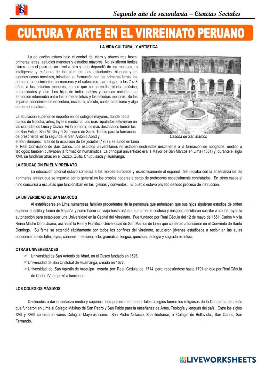 Cultura Y arte en la Colonia Cultura Y arte en la Colonia