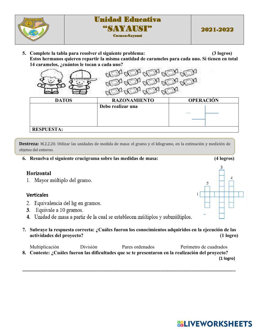 Examen Matematica 4° vespertino