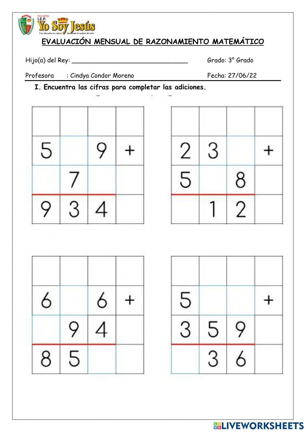 Evaluación de matemática