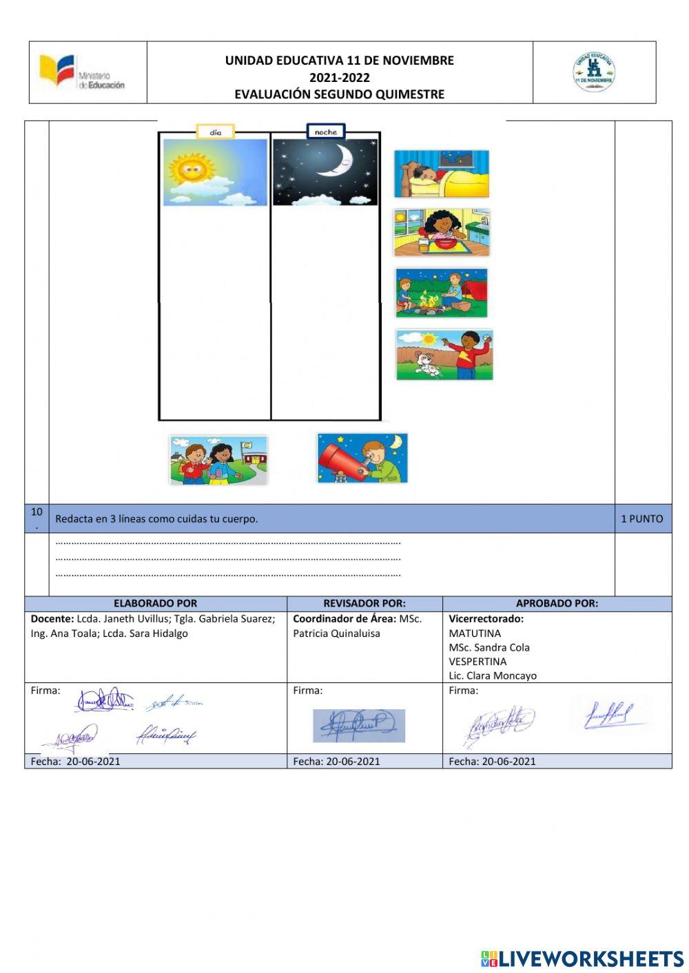 Evaluaciación de ciencias naturales