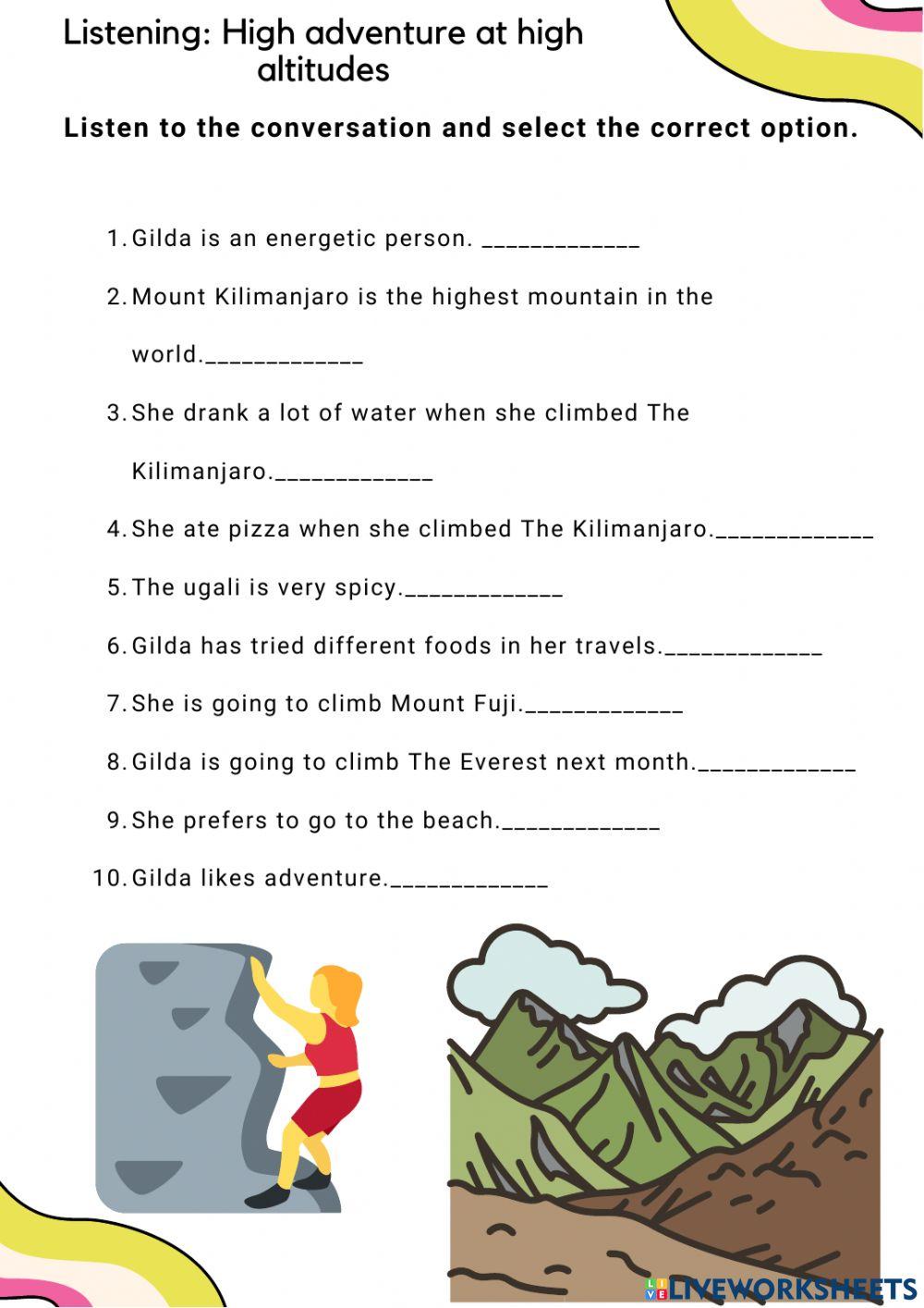 Reading High adventure at high altitudes