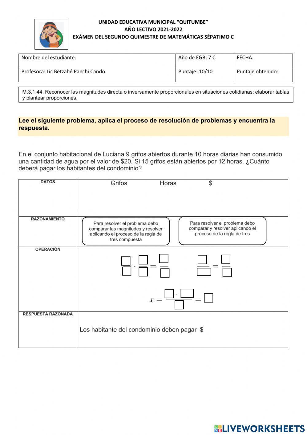 Examen Segundo Quimestre 7mo