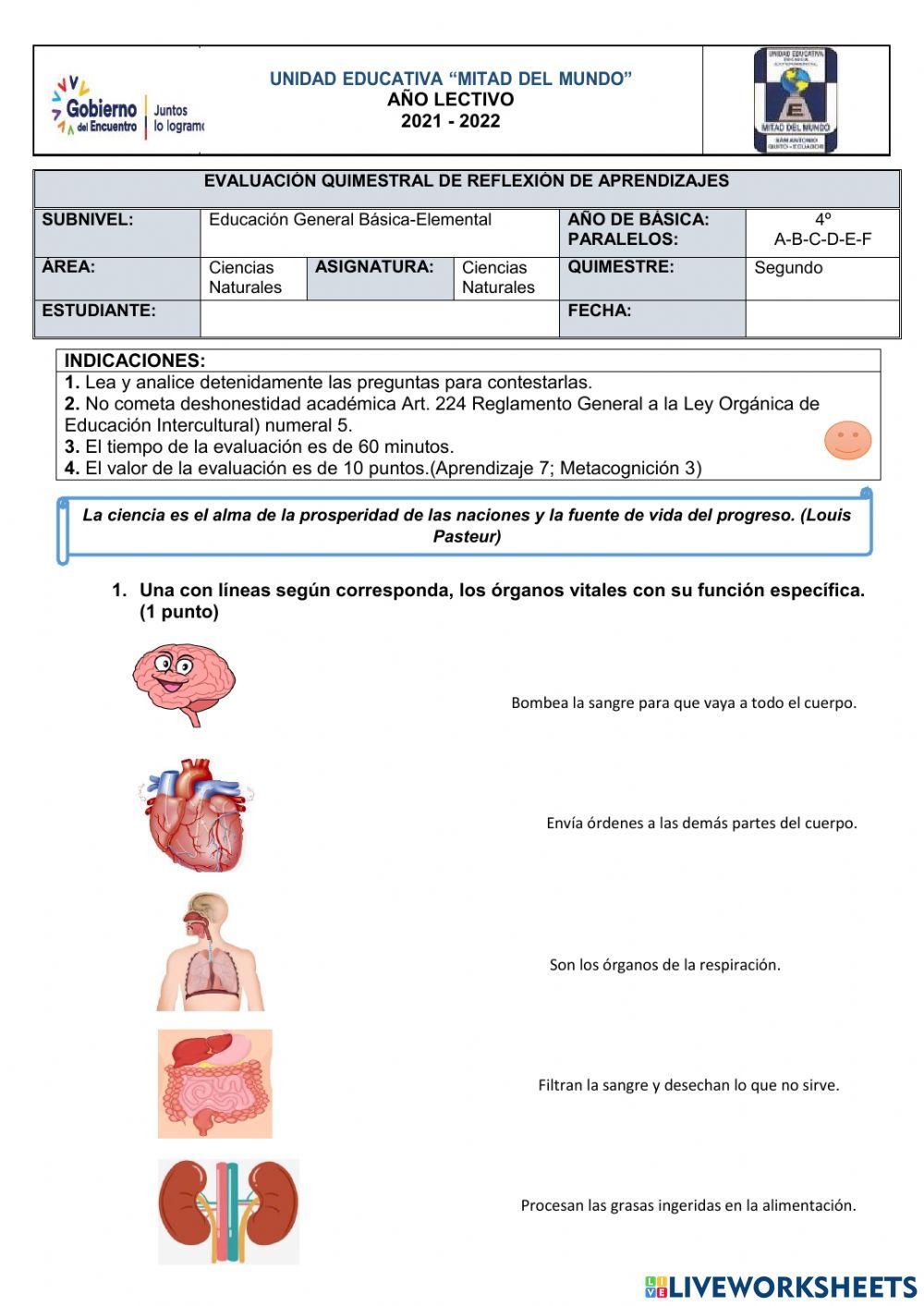 Evaluación de Ciencias Naturales