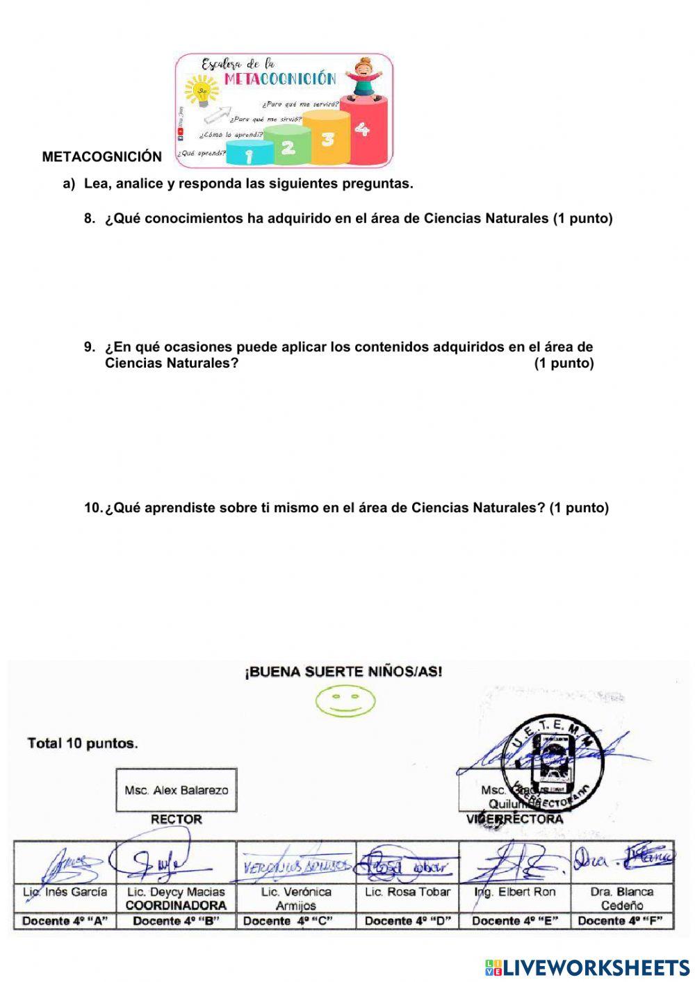 Evaluación de Ciencias Naturales