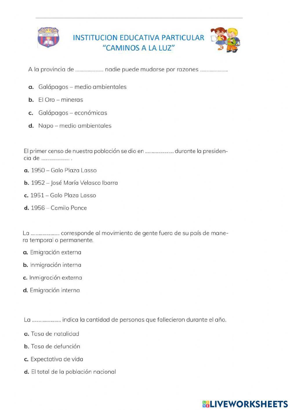 Evaluacion de estudios sociales sexto