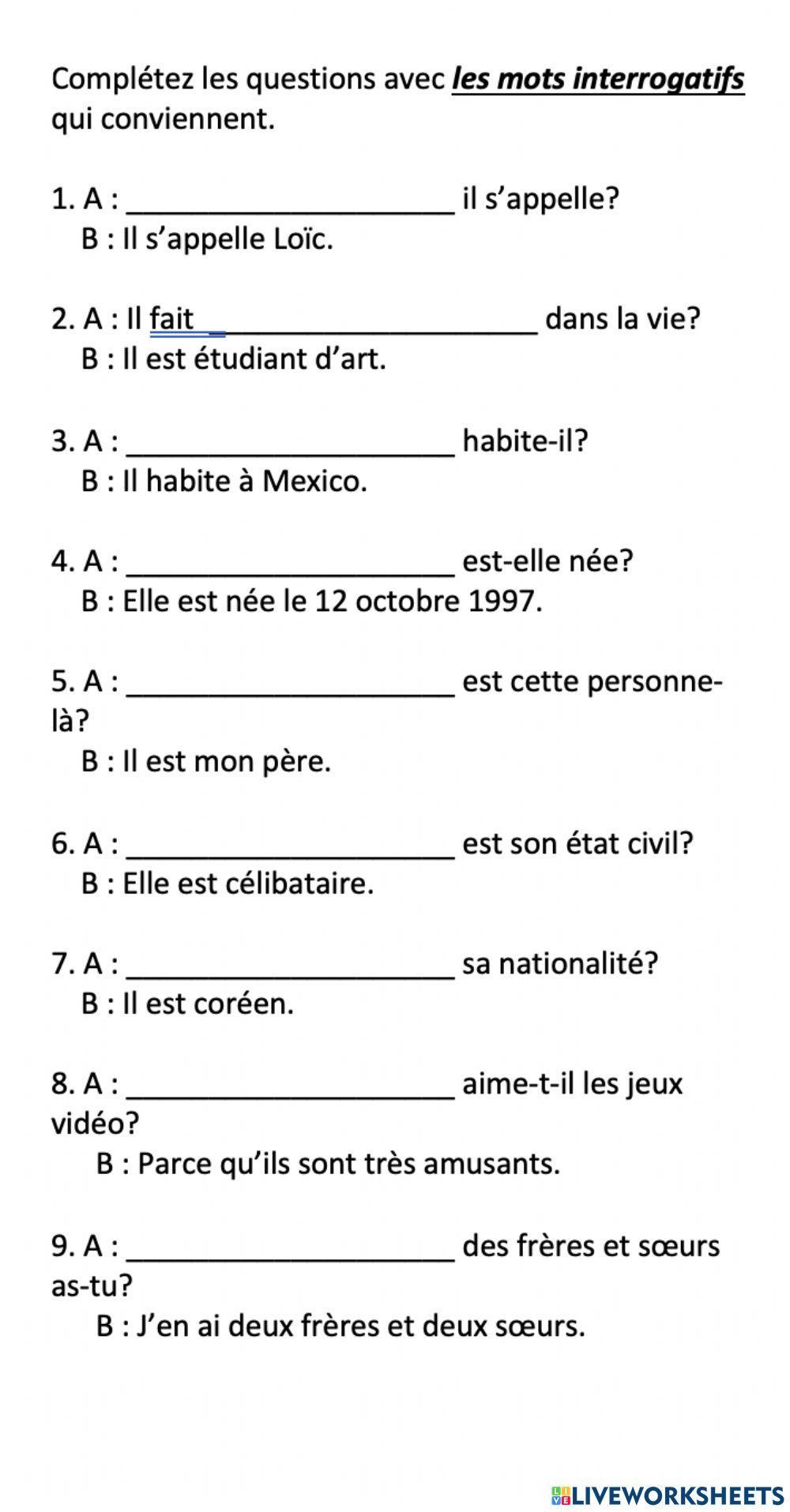 Les mots interrogatifs...
