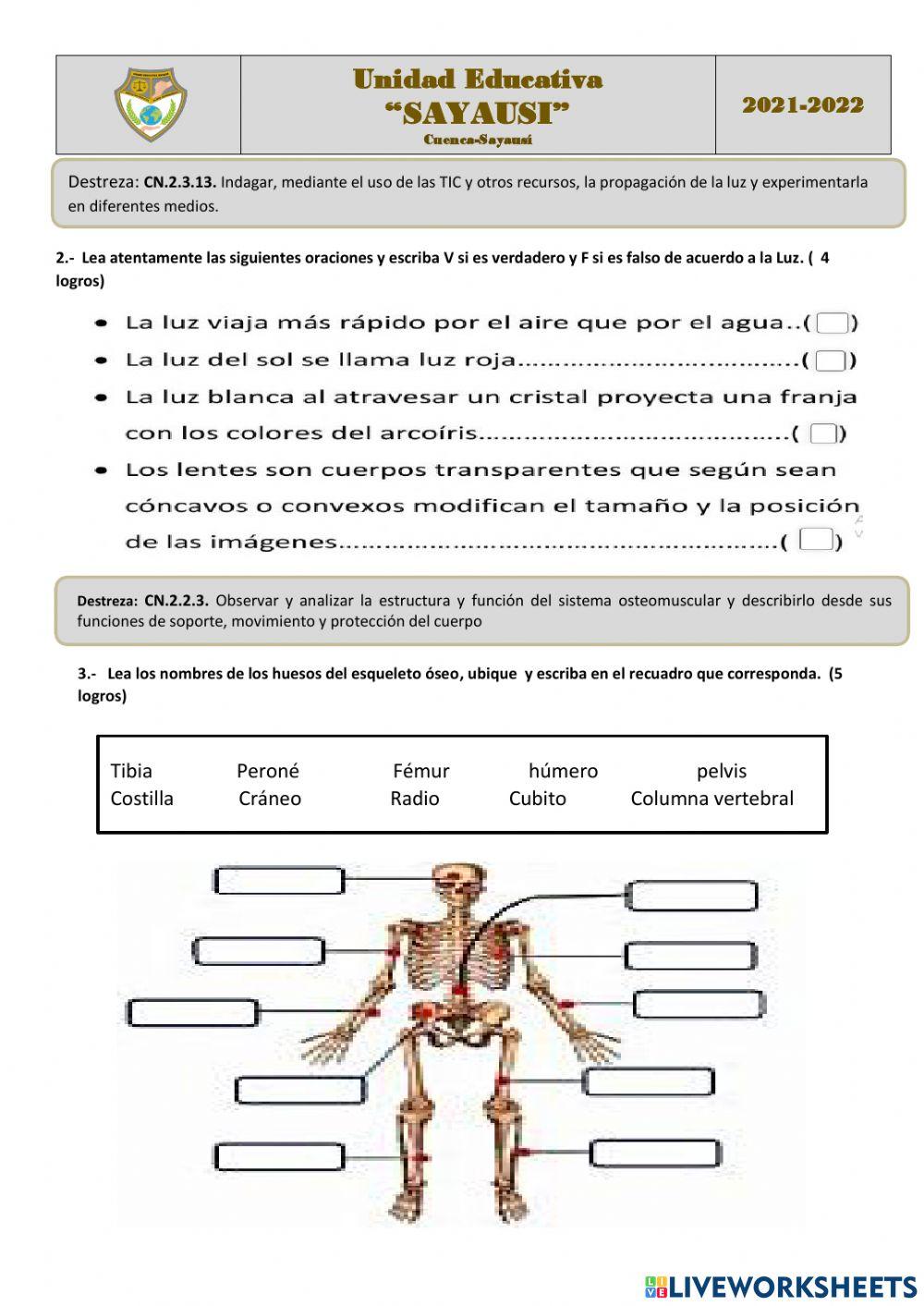 Evalaucion de ciencias naturales