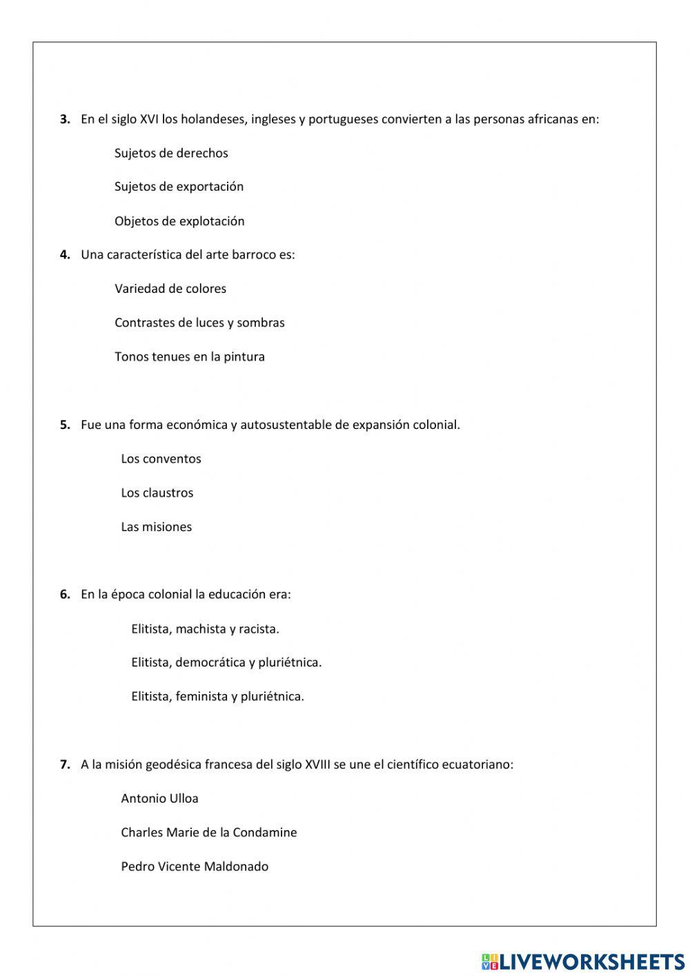 Examen Historia 3er curso BGU II Quimestre