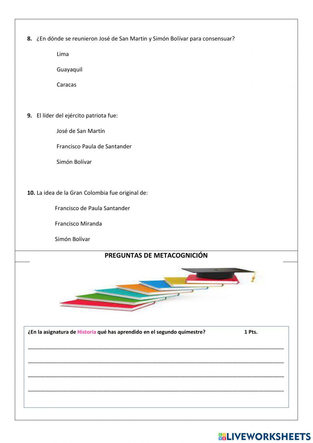 Examen Historia 3er curso BGU II Quimestre