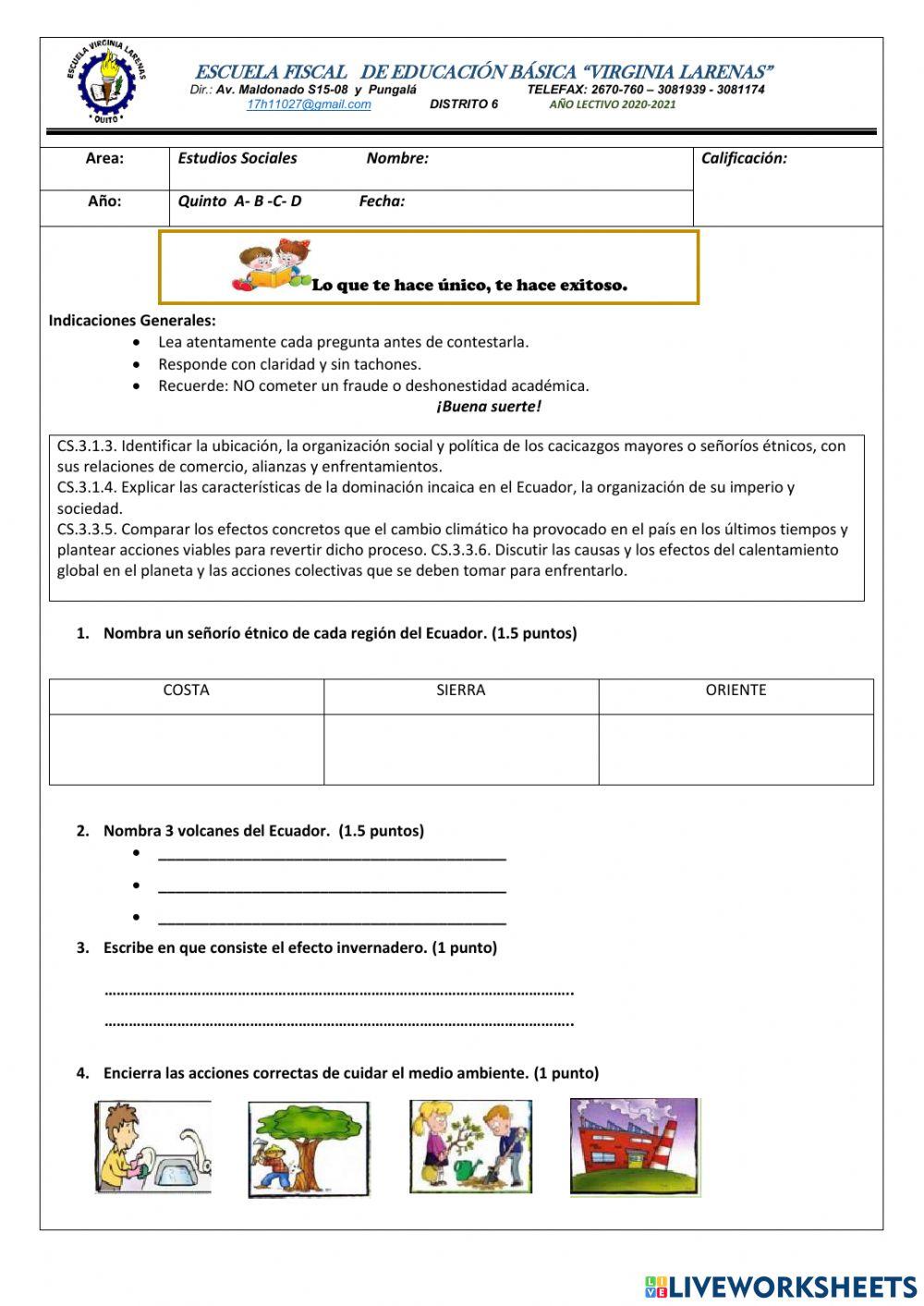 Examen estudios sociales