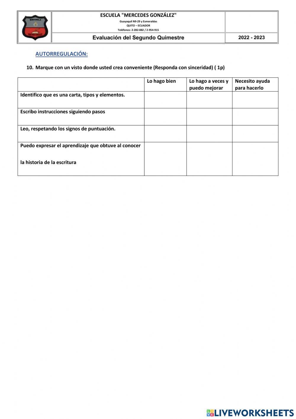 Evaluación de Lengua y Literatura