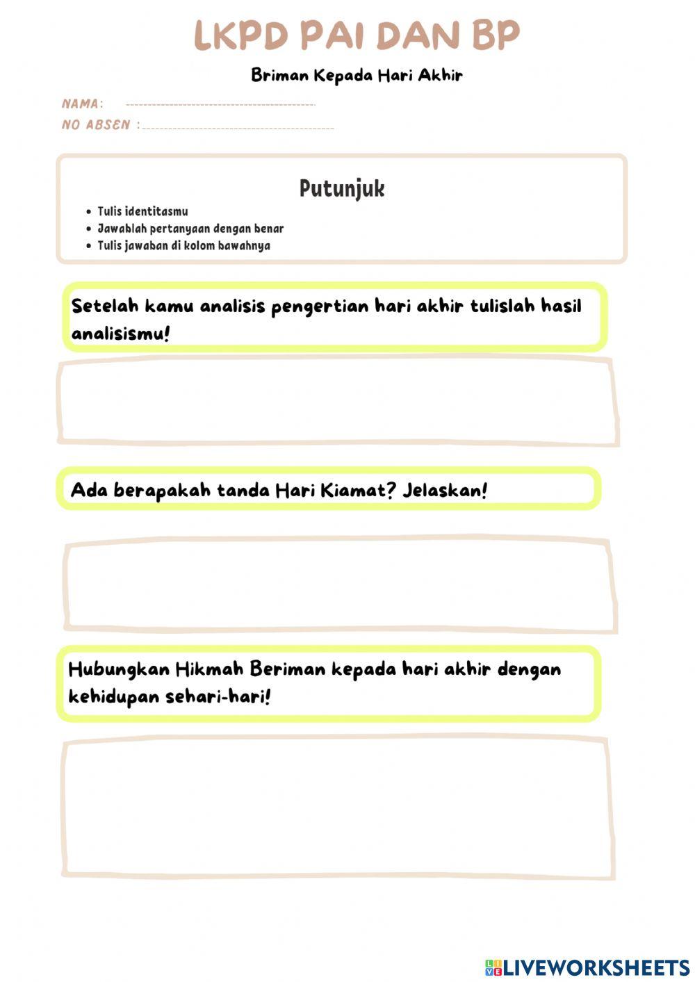 Hari AKhir online activity | Live Worksheets