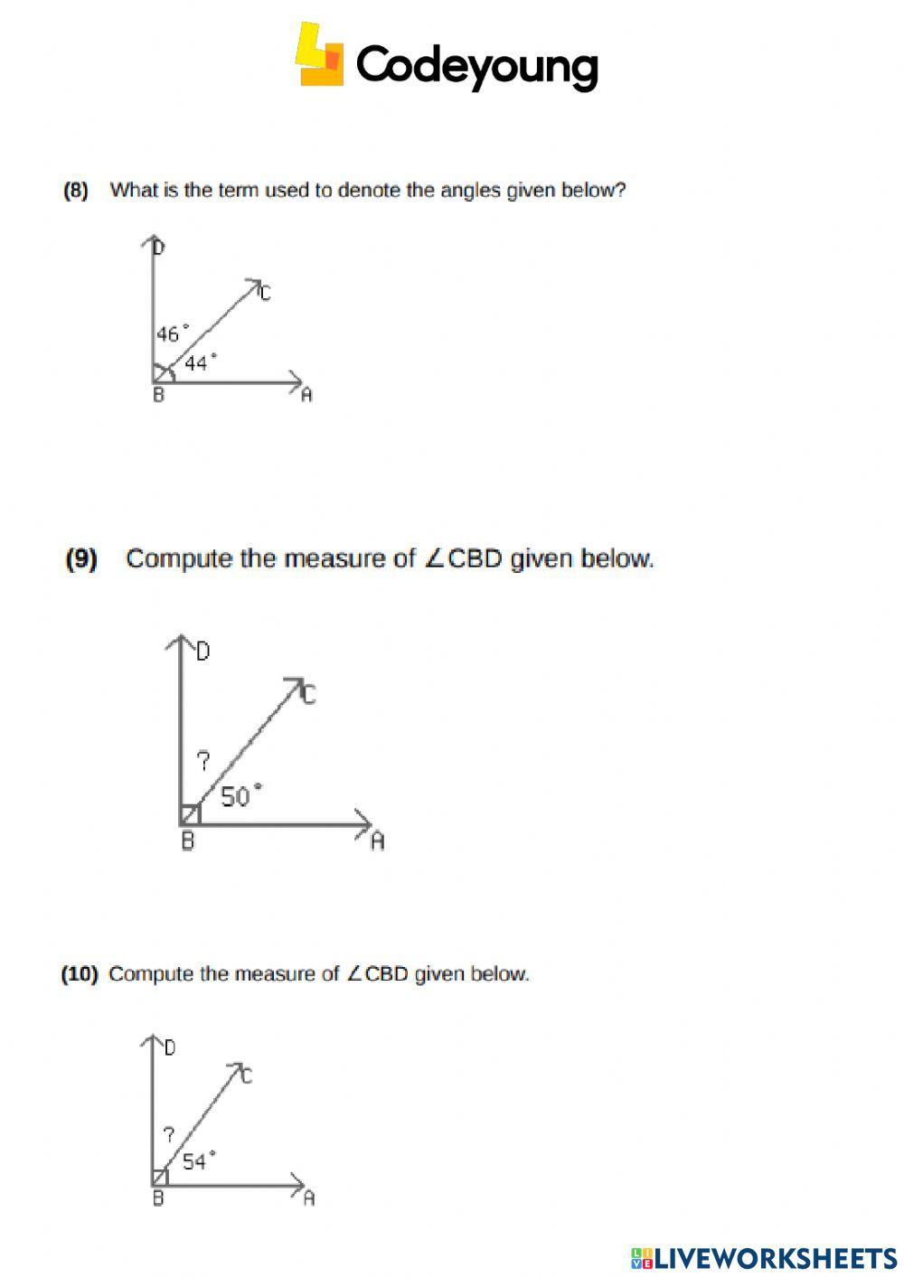Introduction to Complementary and Supplementary Angles Concept CW