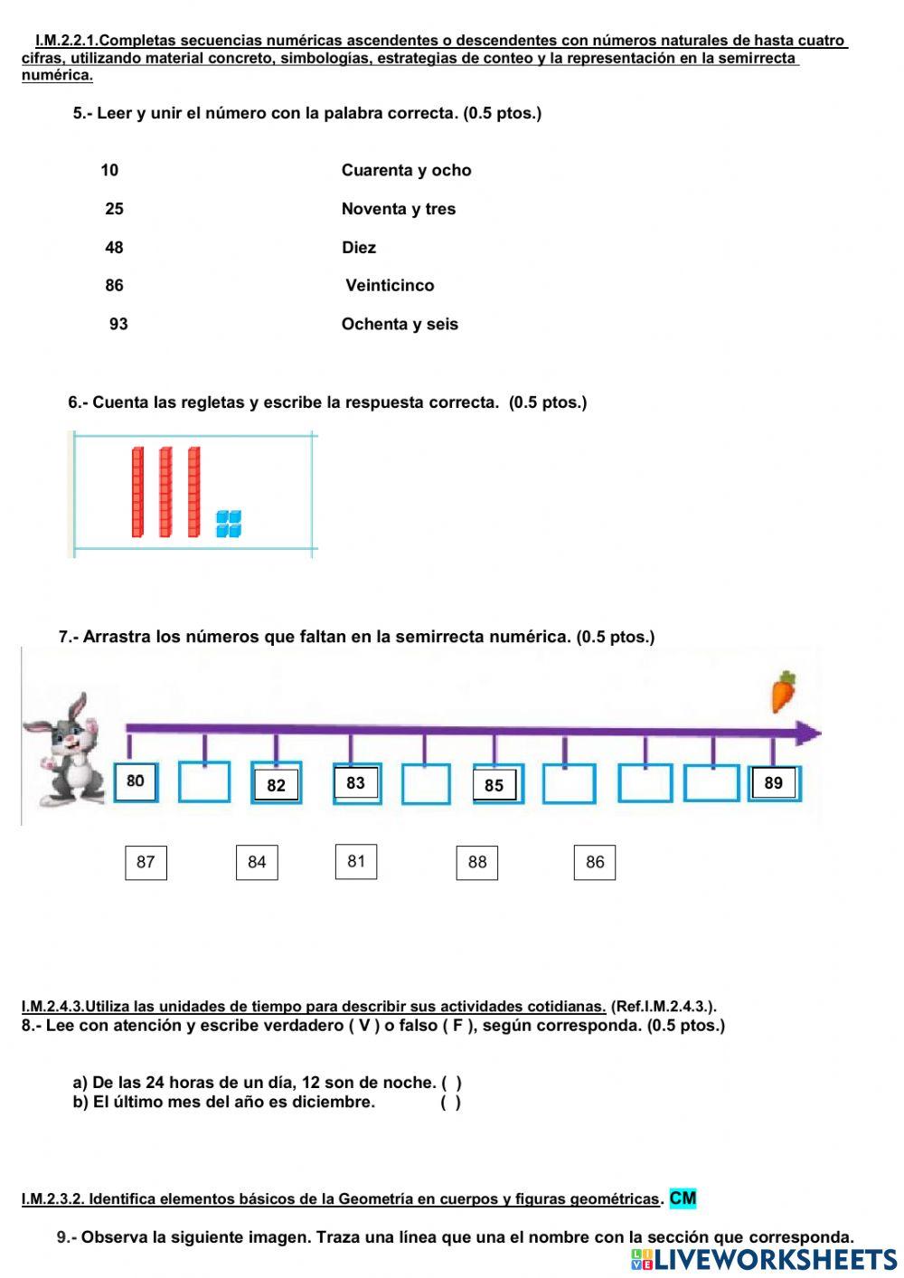 Examen matemática 2do año