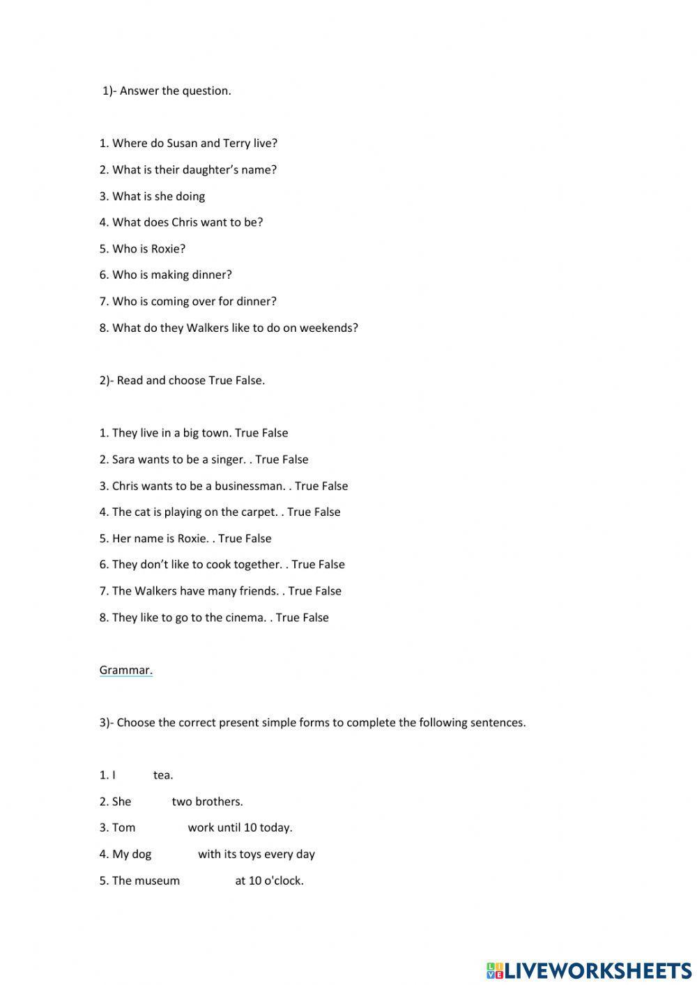 Present Simple and Present Continuous Test