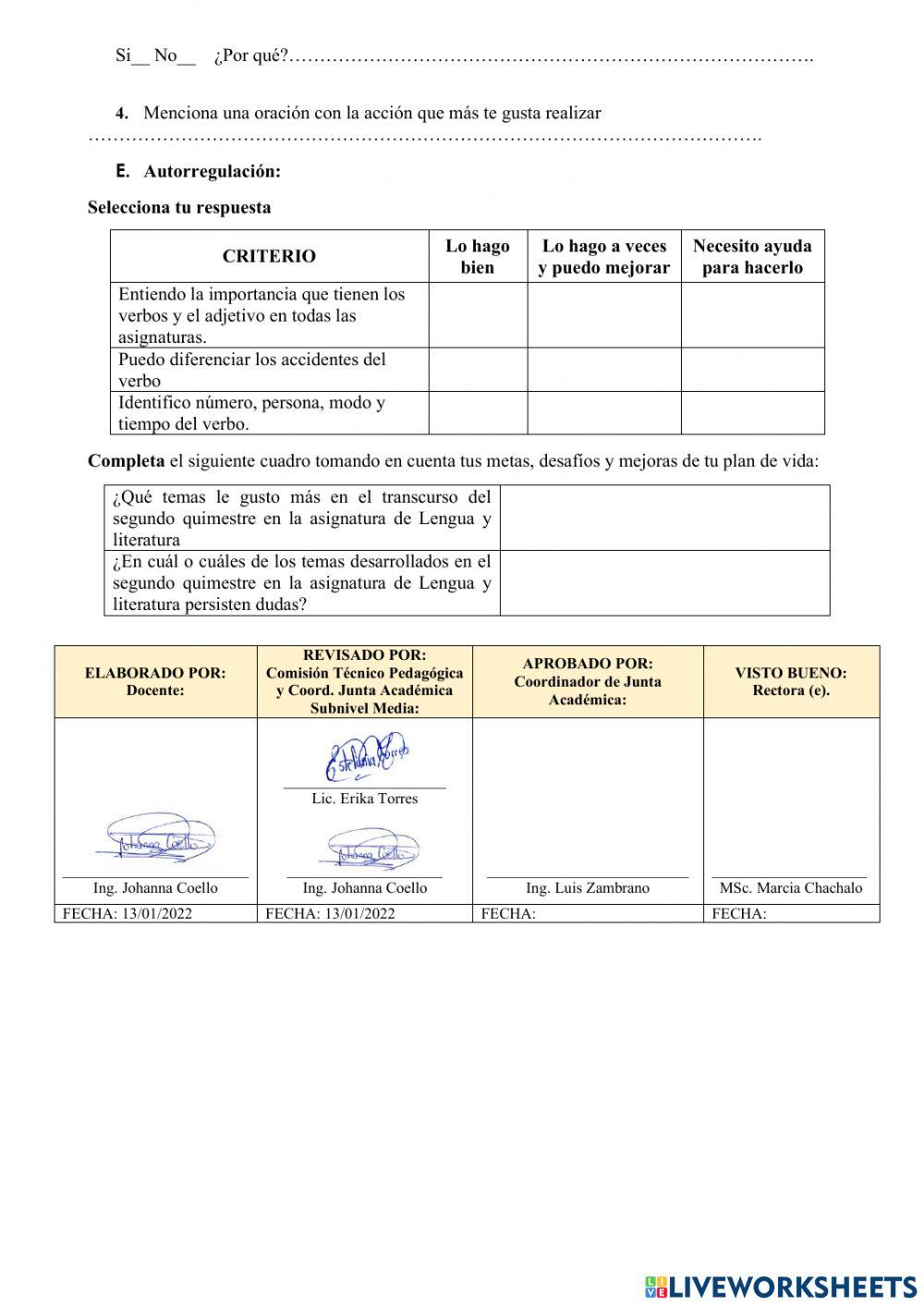 Evaluación 2do Quimestre