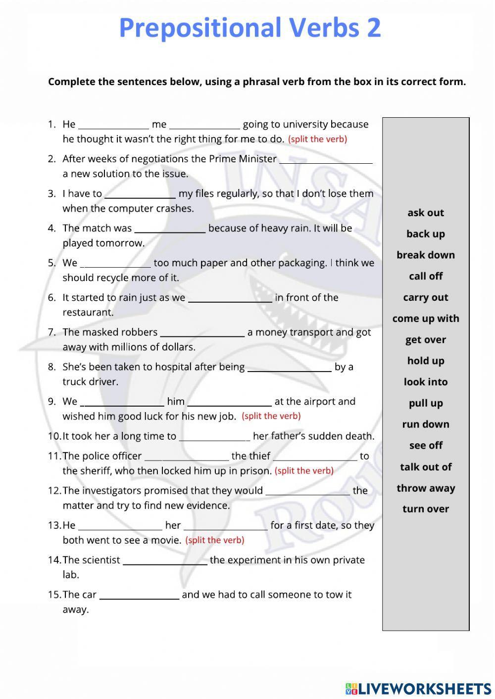 Prepositional Verbs 2