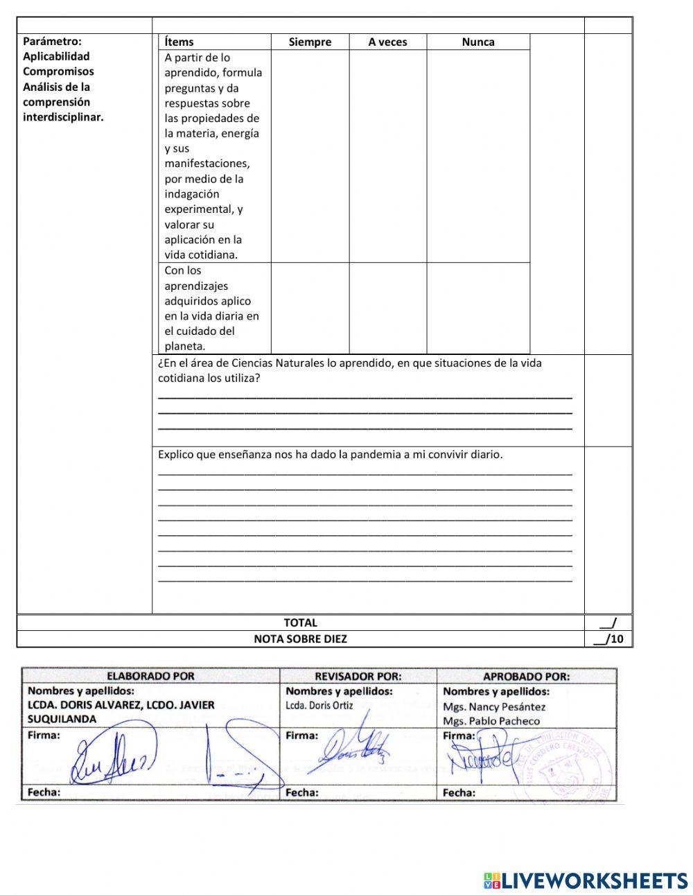 Ciencias naturales reflexiones