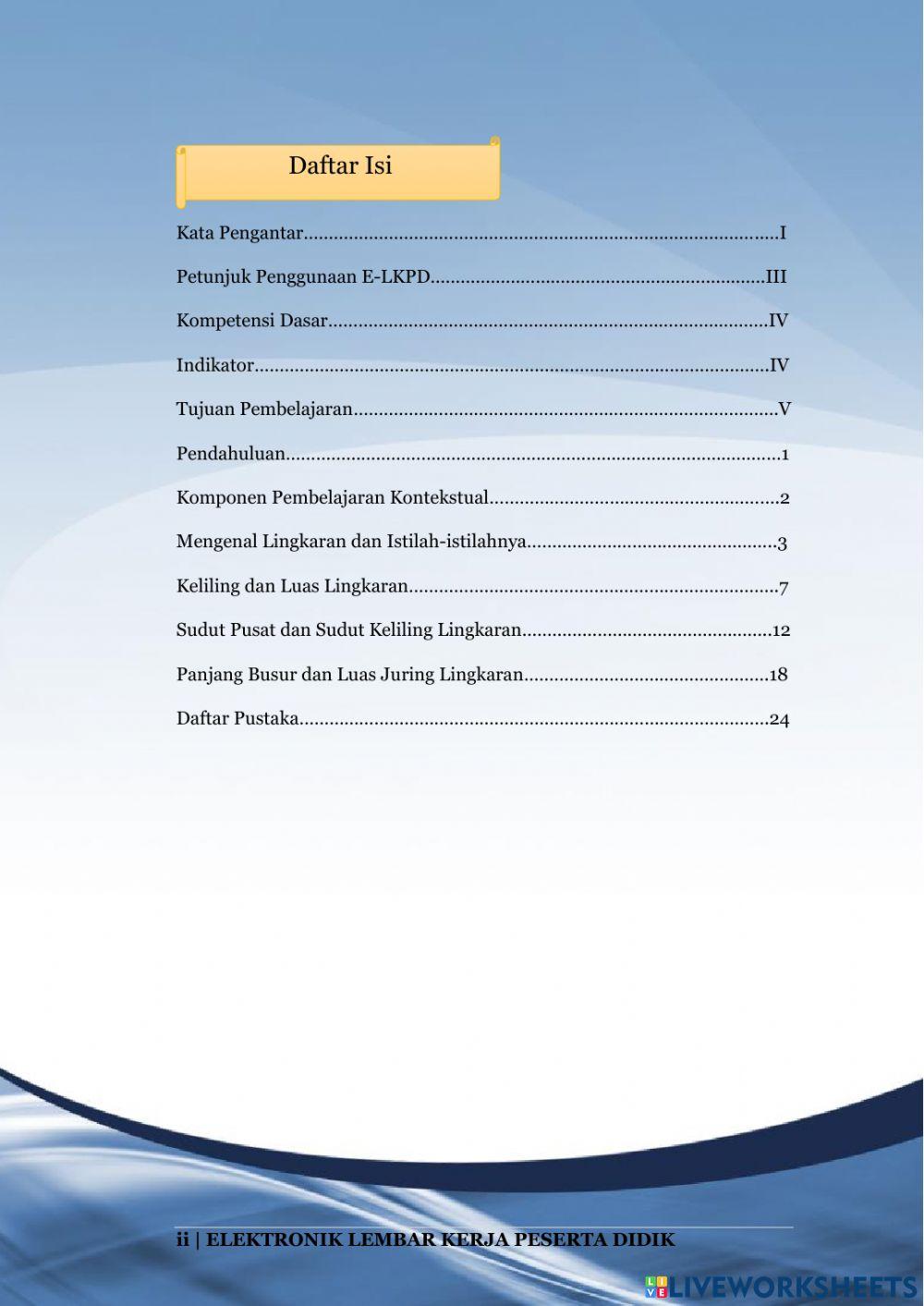 Pengembangan Elektronik Lembar Kerja Peserta Didik (E-LKPD) Berbasis Contextual Teaching and Learning(CTL) dengan Media Liveworksheets pada Materi Lingkaran di Kelas VIII