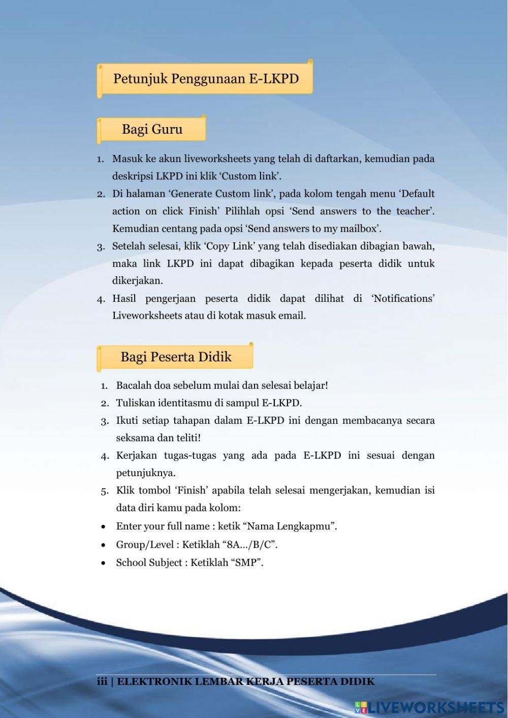 Pengembangan Elektronik Lembar Kerja Peserta Didik (E-LKPD) Berbasis Contextual Teaching and Learning(CTL) dengan Media Liveworksheets pada Materi Lingkaran di Kelas VIII