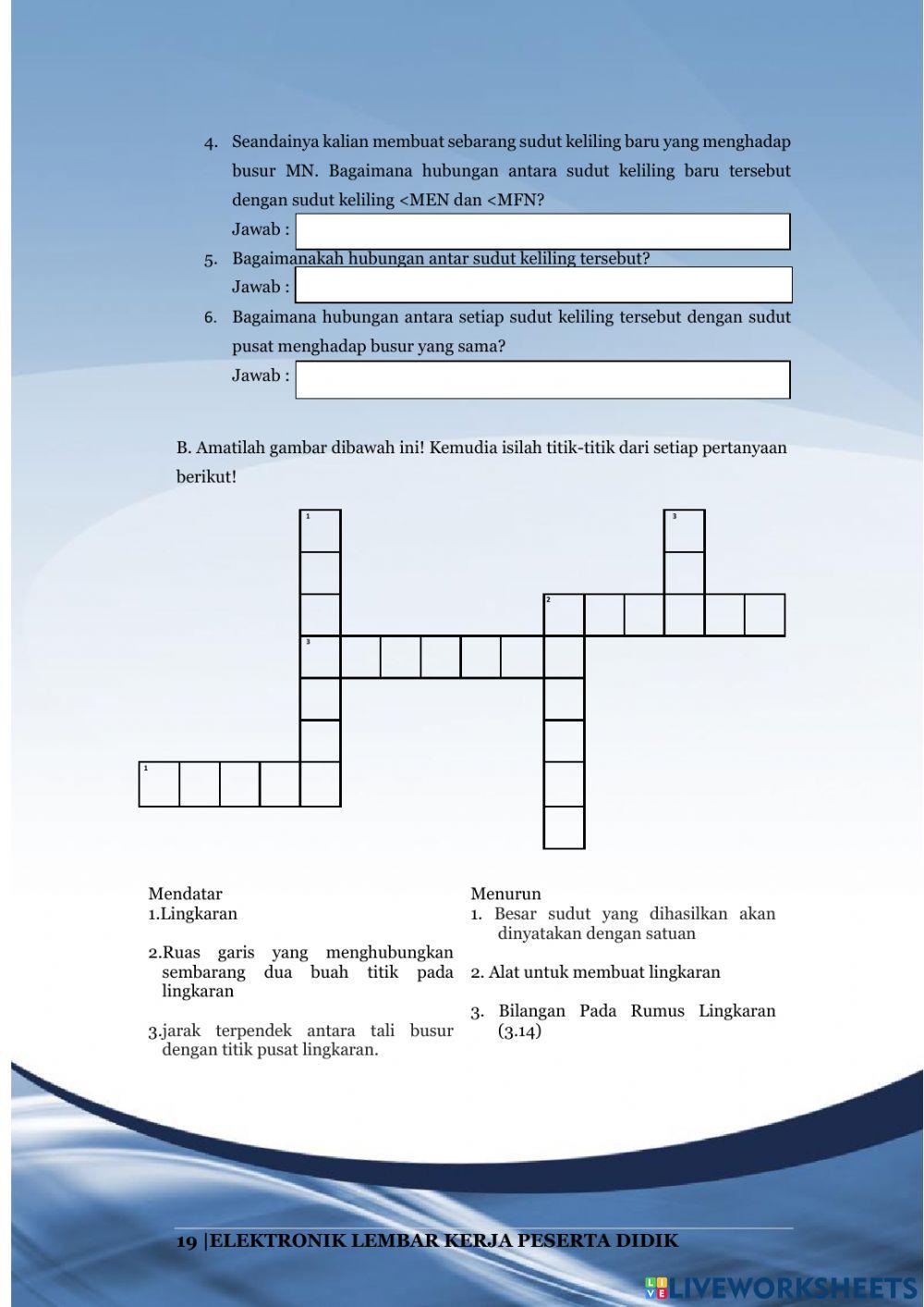 Lembar Kerja Peserta Didik 3 “Sudut Pusat dan Sudut Keliling Lingkaran”