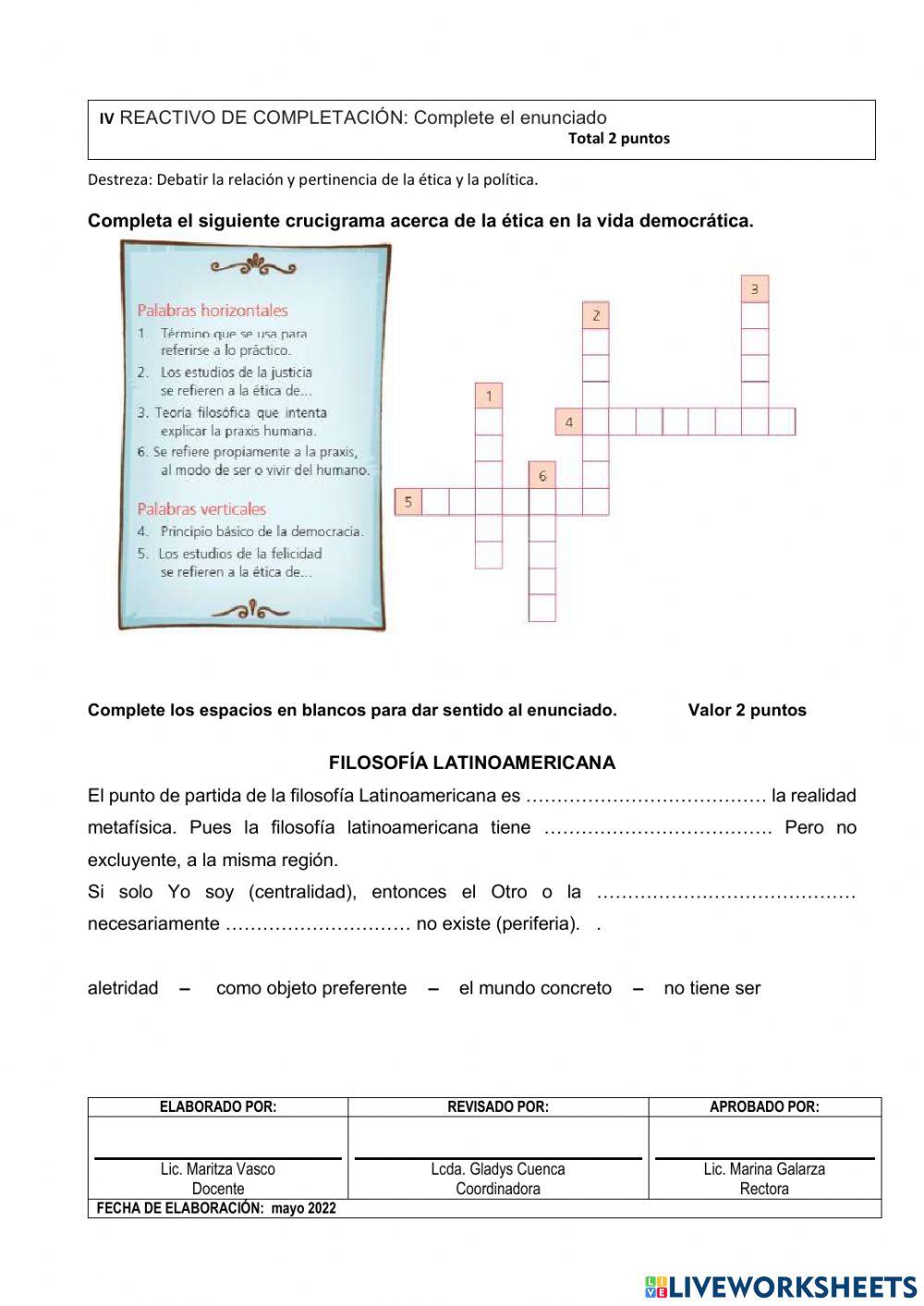Filosofía examen segundo