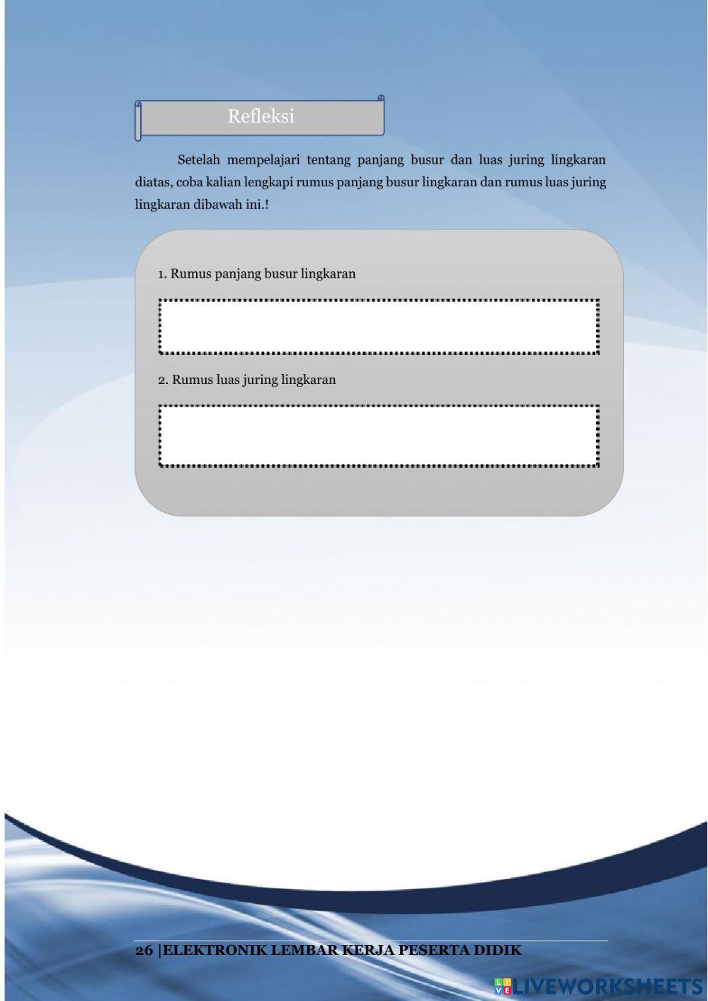 Lembar Kerja Peserta Didik 4 “Panjang Busur dan Luas Juring Lingkaran”