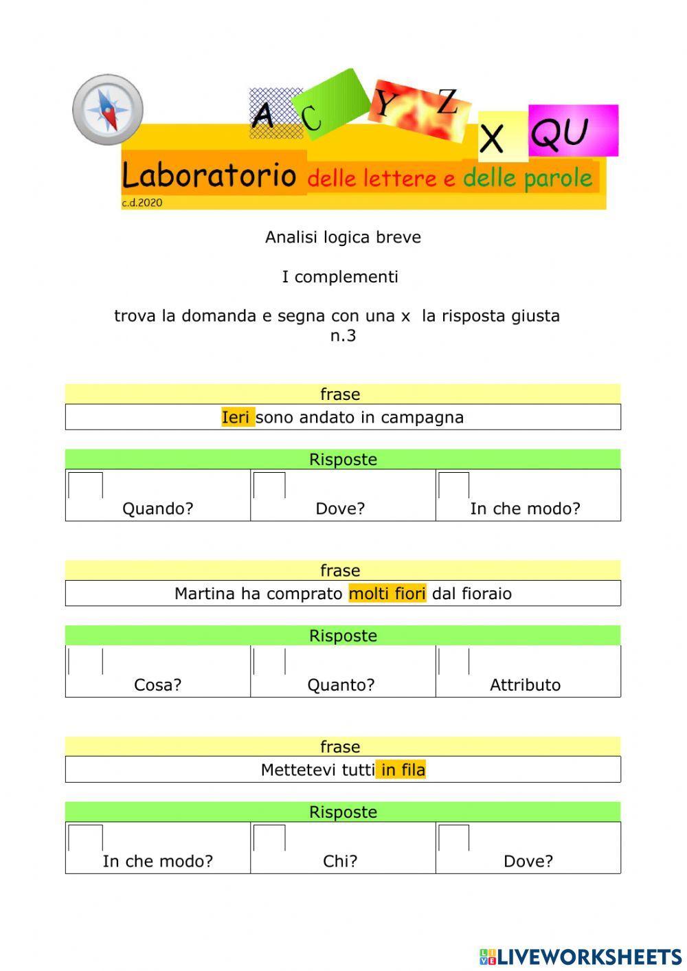 analisi logica breve n.3