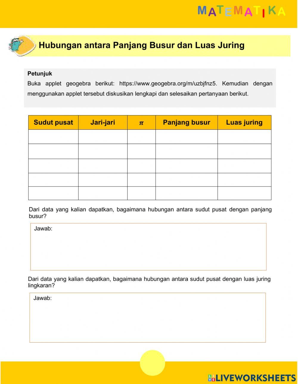 Hubungan besar sudut dan luas juring