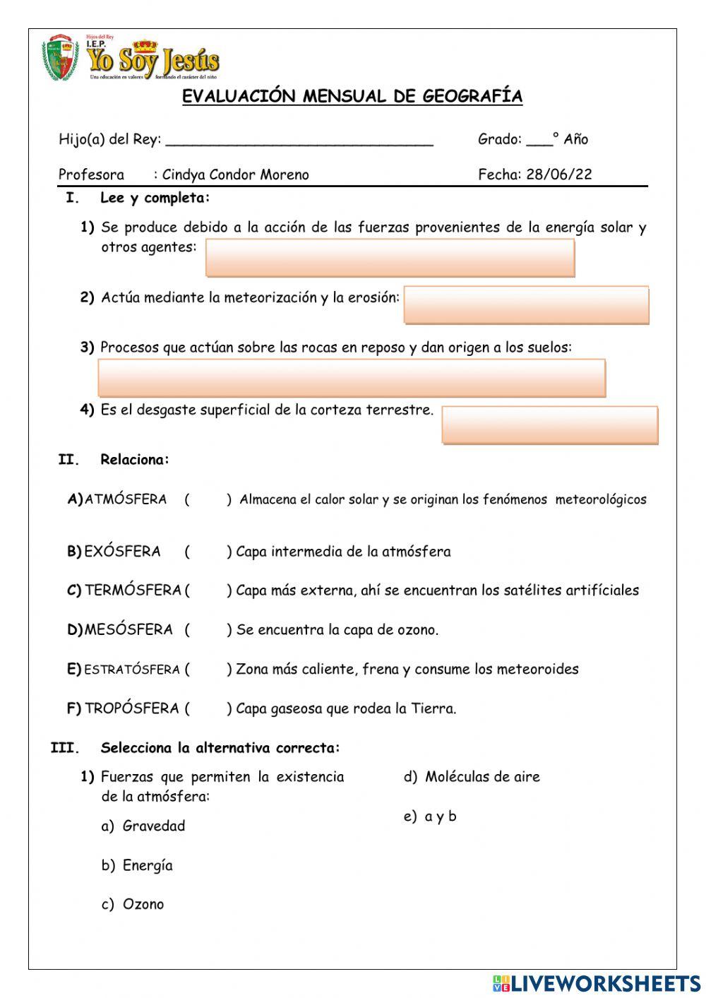 Examen de geografía