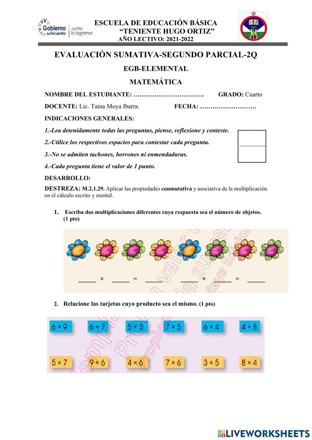 Evaluación sumativa-segundo parcial-2q