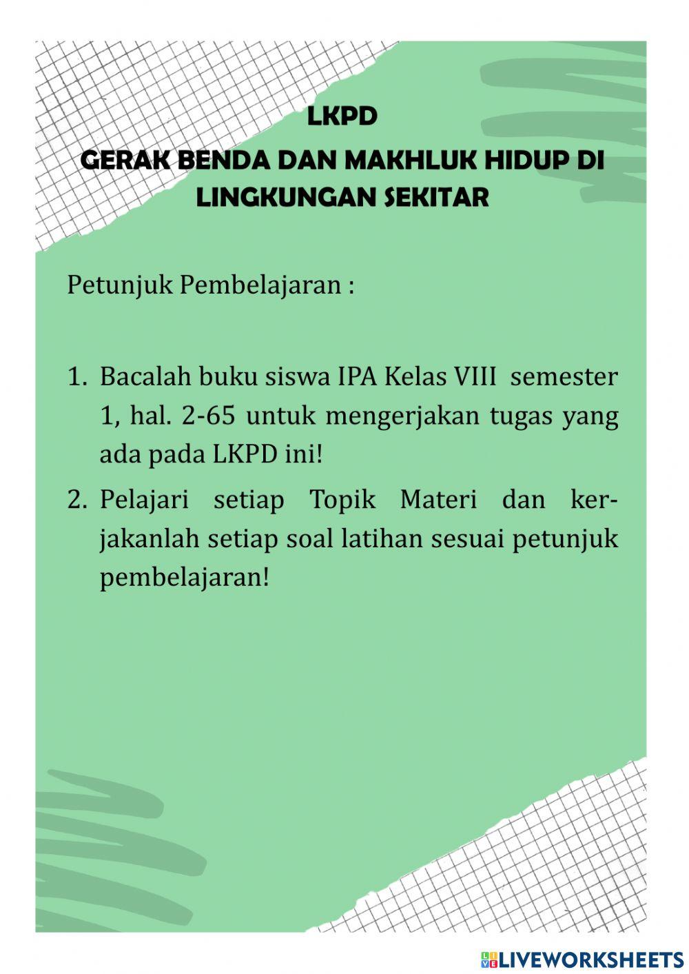 E-LKPD Gerak Benda dan Makhluk Hidup - Bagian 1