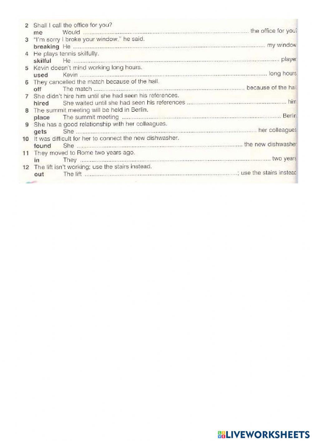 Sentence transformation