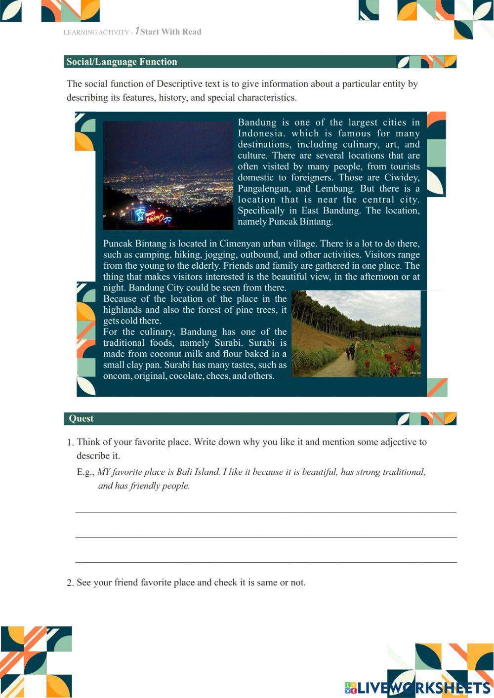 Cozy of Writing Descriptive Text Module for Tenth Grade Senior High School Students