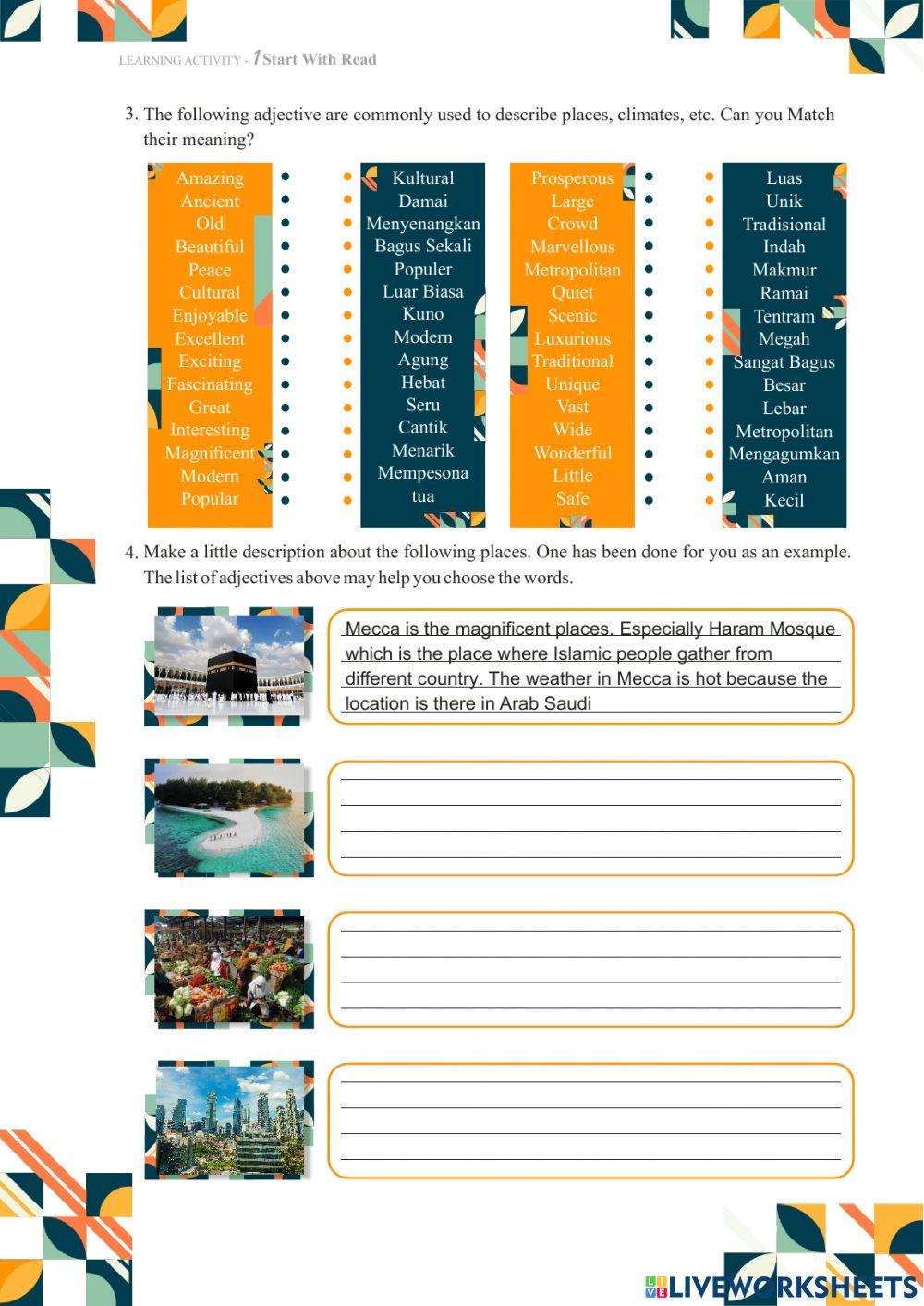 Cozy of Writing Descriptive Text Module for Tenth Grade Senior High School Students