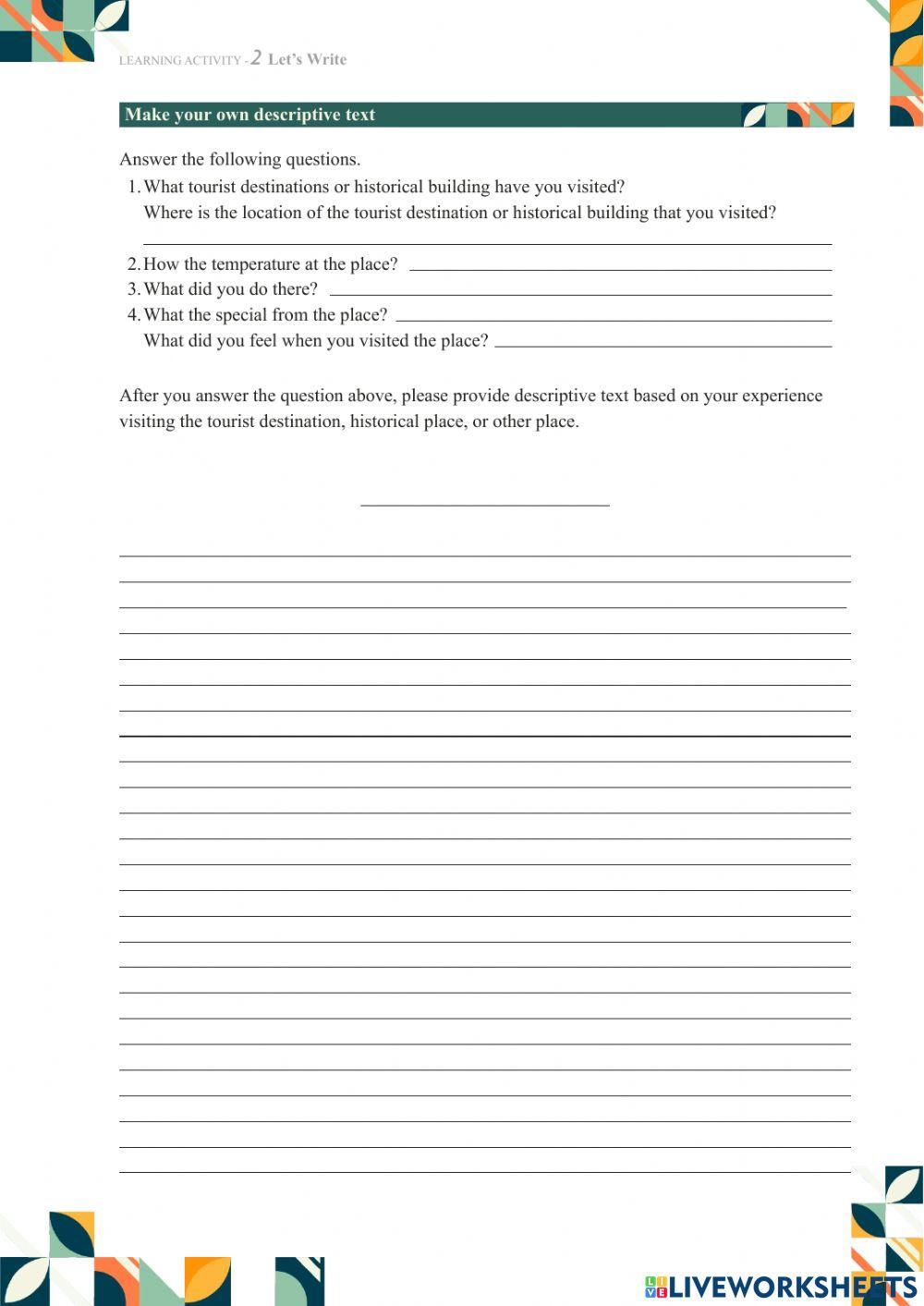 Cozy of Writing Descriptive Text Module for Tenth Grade Senior High School Students