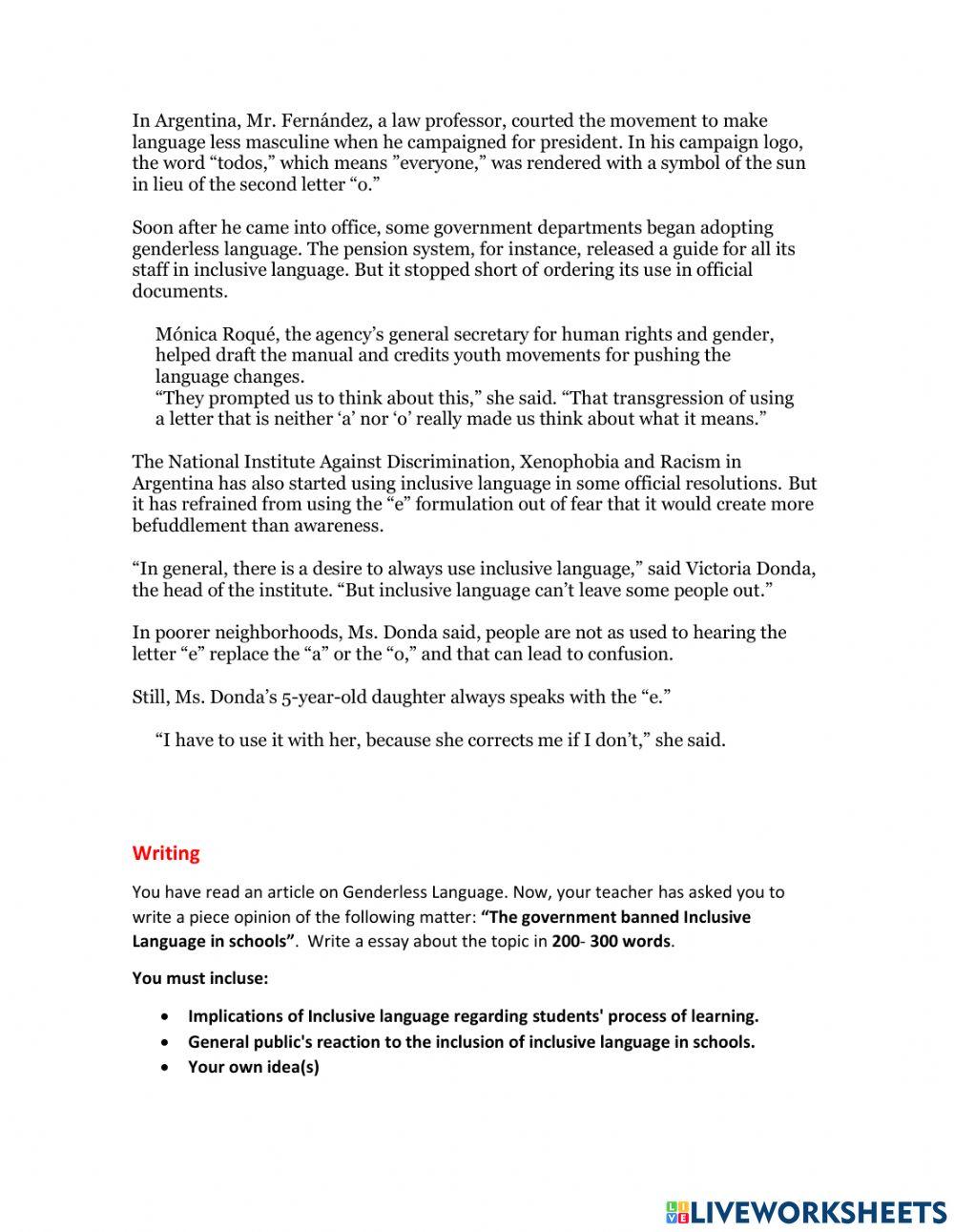 Senior 6 Reading and Greamma exersices