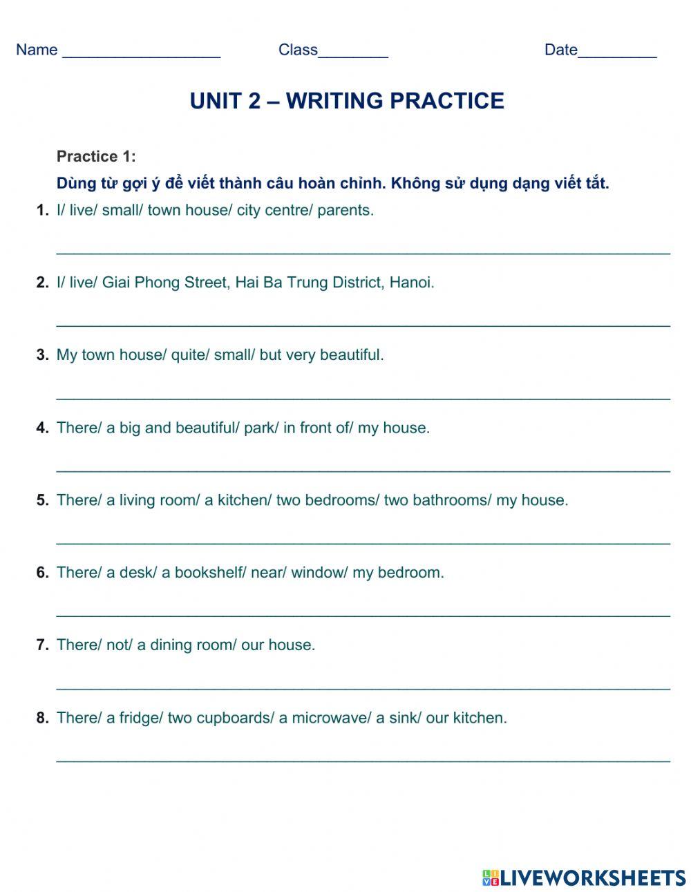 English 6 - Unit 2 - Writing Practice