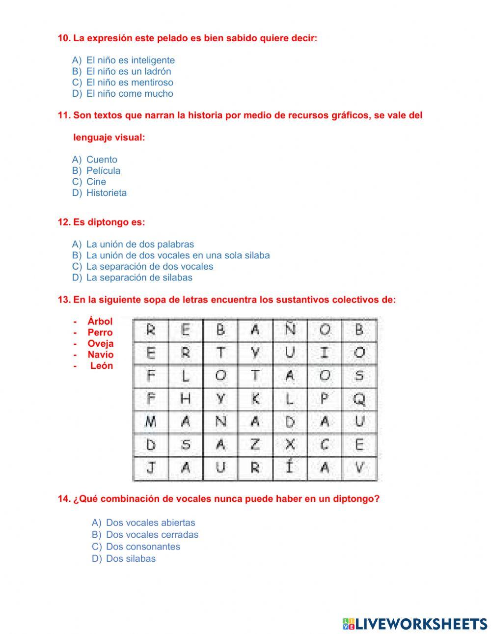 Evaluación cuarto de basica segundo quimestre