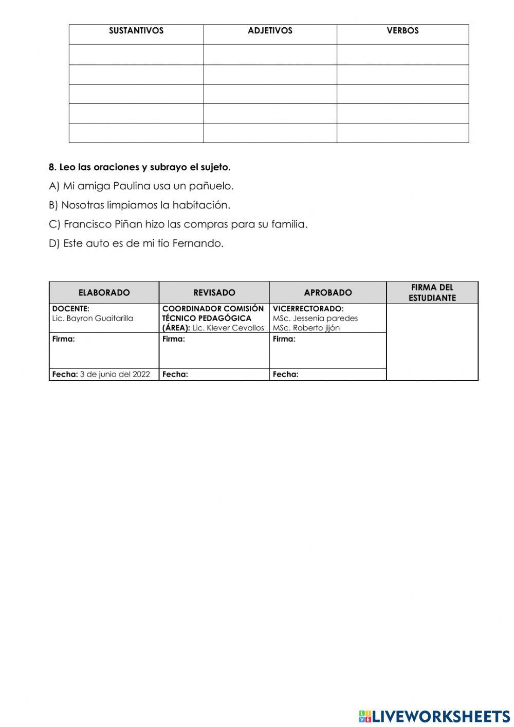 Evaluación Lengua y Literatura