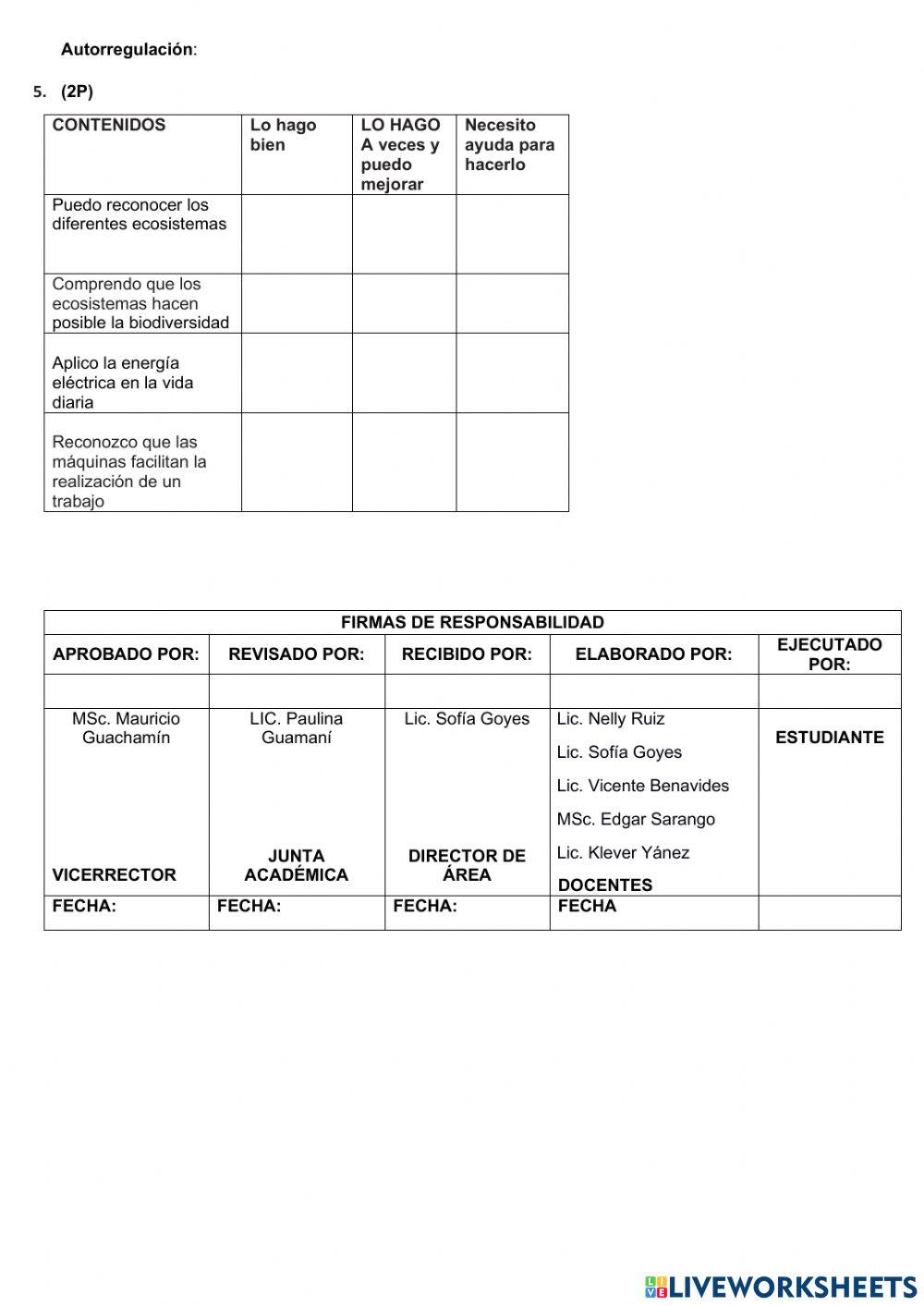 EXAMEN SEGUNDO QUIMESTRE  CIENCIAS NATURALES