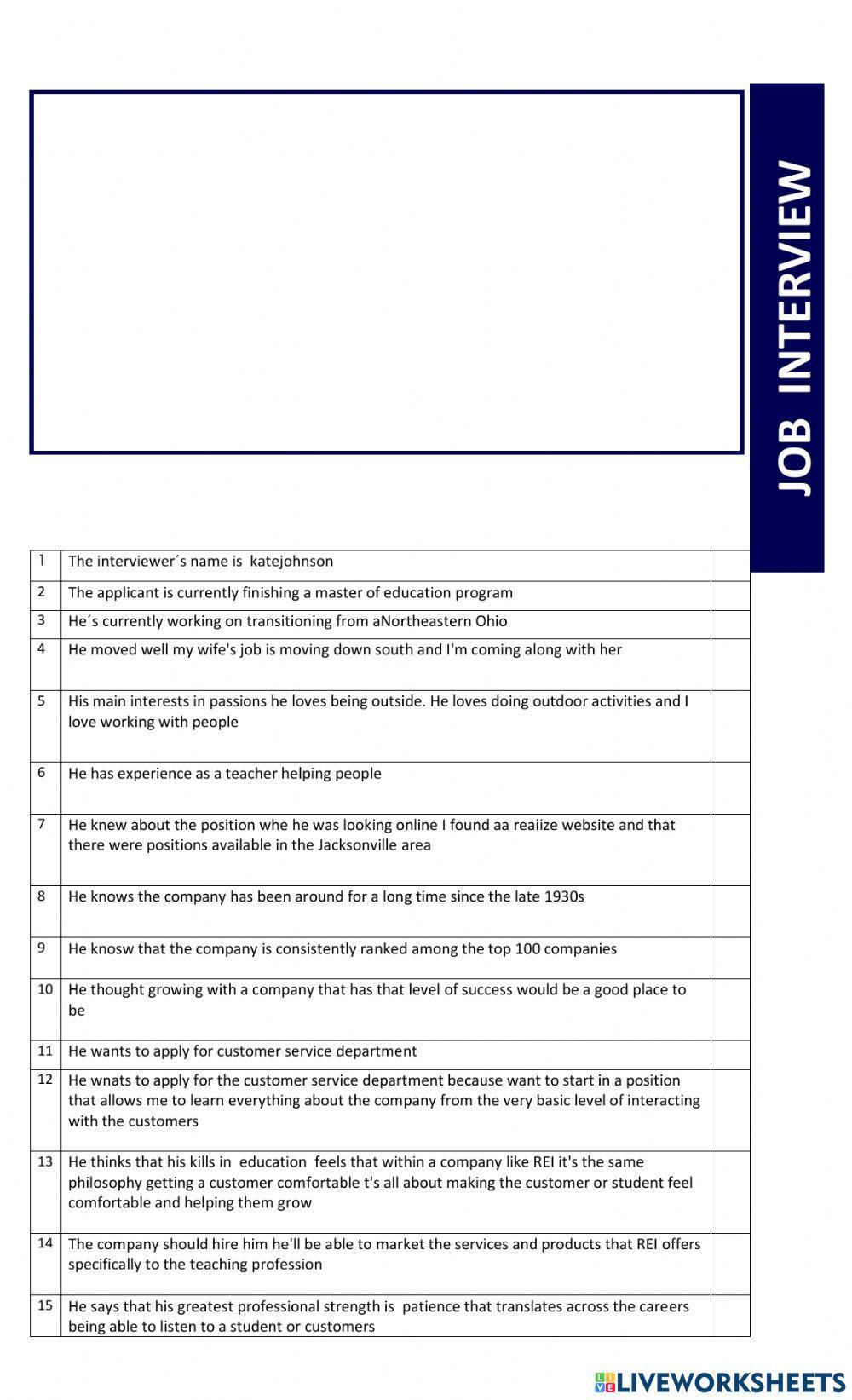 Job interview. Amerpassport
