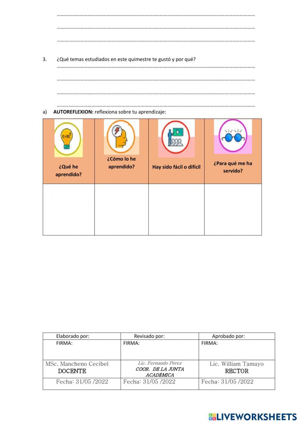 Examen de Quimica I BGU