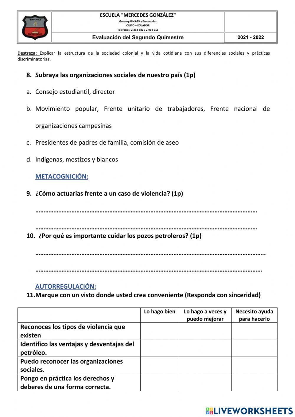 Evaluación de Estudios Sociales