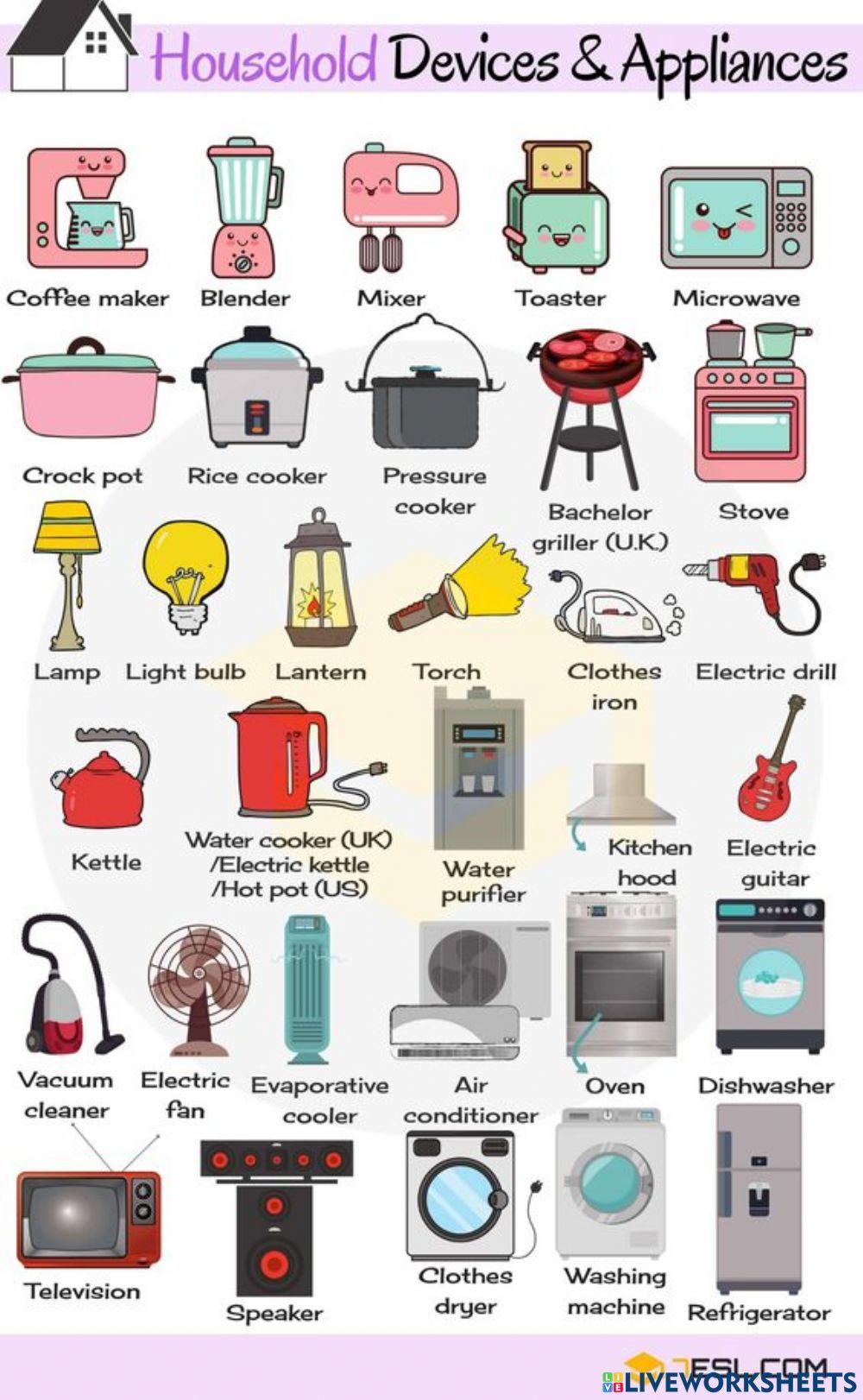 household-devices-and-appliances-activity-live-worksheets