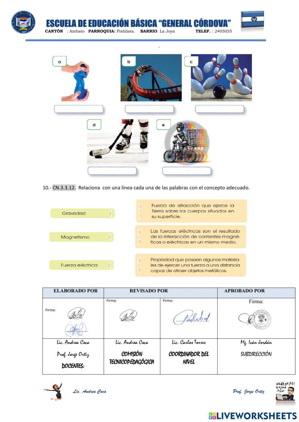 Evaluación segundo quimestre Ciencias Naturales