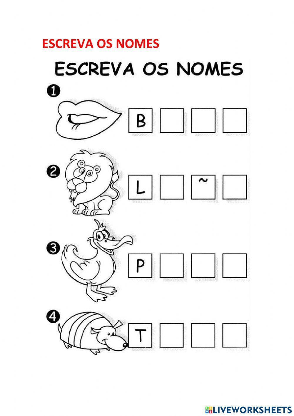 Escreva o nome das figuras