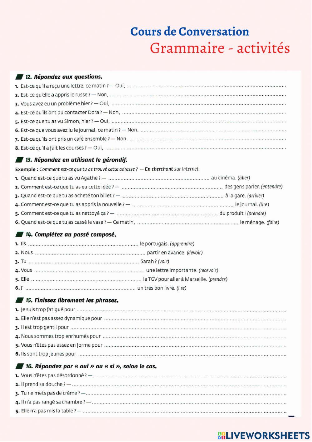 Les tâches domestiques ( partie 03)