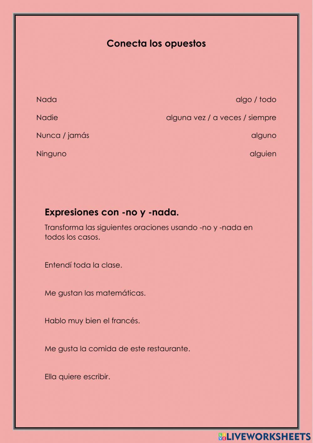 Frases negativas en español (negativos en español)